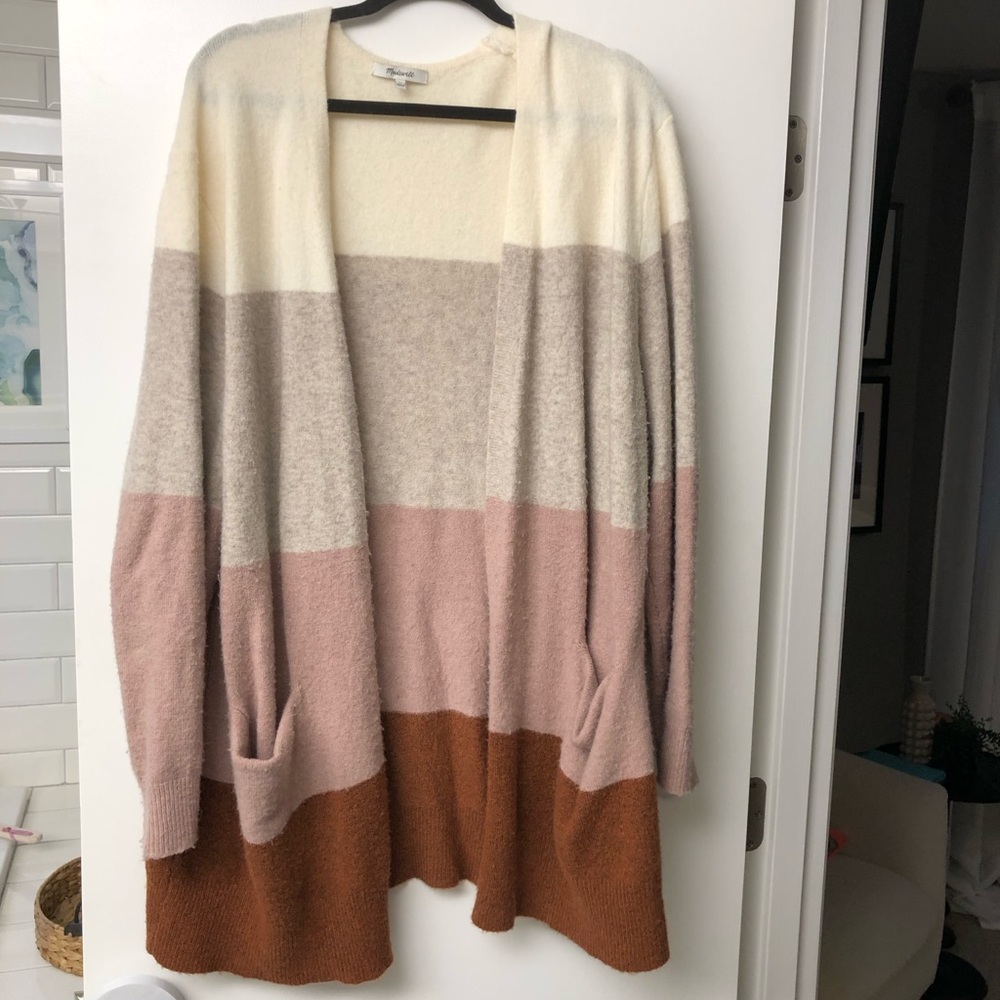 Madewell Color-blocked Long Cardigan Sweater
